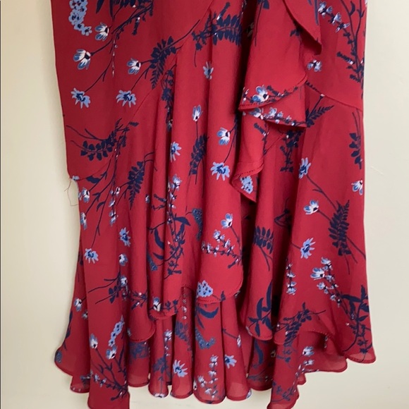 NWT J Crew Red Floral Faux Wrap Dress - Picture 8 of 13
